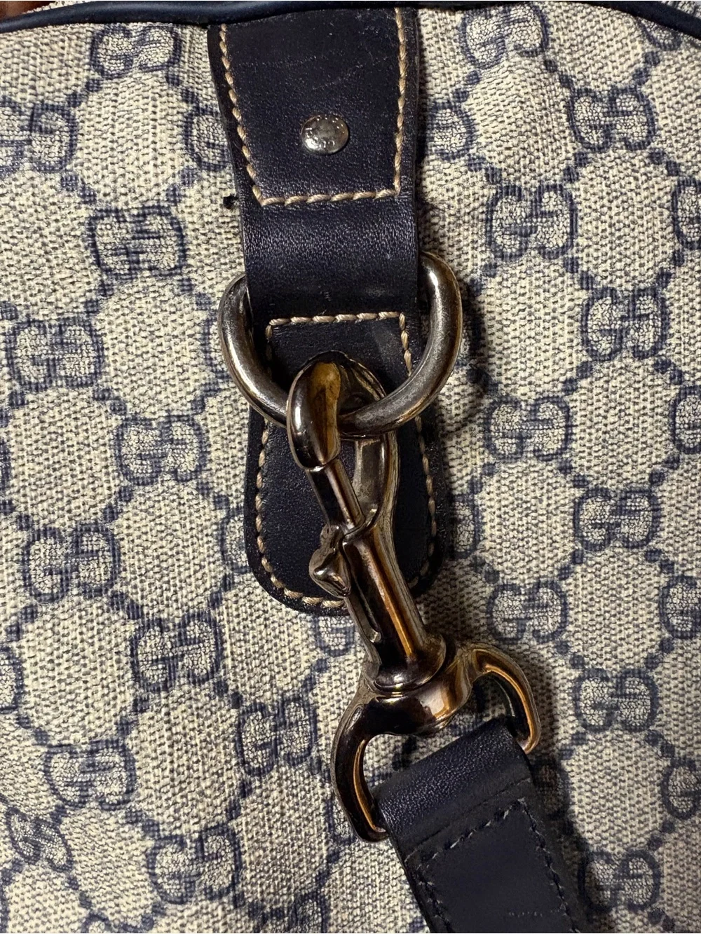 Gucci Beige and Navy GG Monogram Duffel Bag - Picture 11 of 17